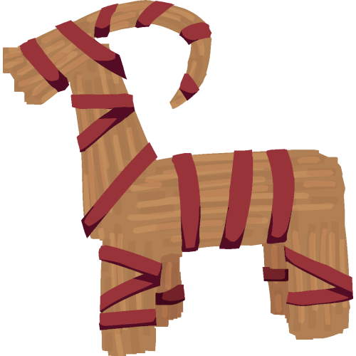 A yule log cake, it’s a warm brown color with white icing and red cranberries on it.